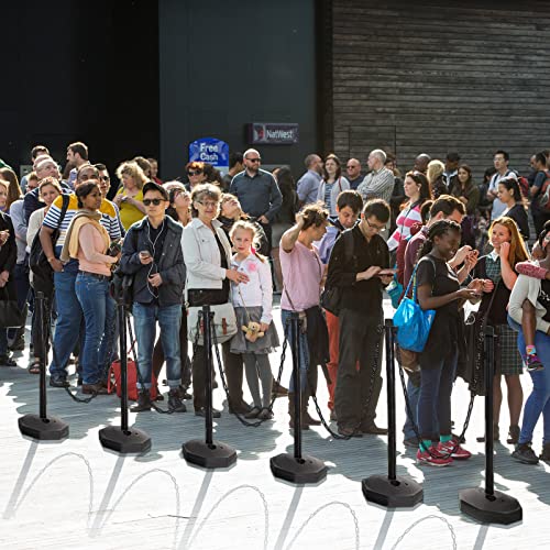 Black Plastic Stanchion Set Traffic Delineator Post Cones With Fillable Base 6.6 Ft Plastic Chain And S Hooks Crowd Control Parking Barrier For Traffic Caution Parking Lot Construction Roads (6 Sets) #TOP5