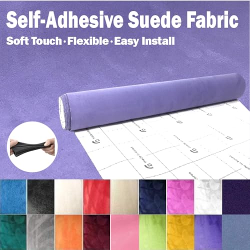 Image of Suede Fabric Wrap - Self Adhesive Film Sticker Silky Decal Sheet for Car Interior Furniture Upholstery DIY Elastic Stretch Peel and Stick (Iris Purple, 17.5 in x 70 inch)
