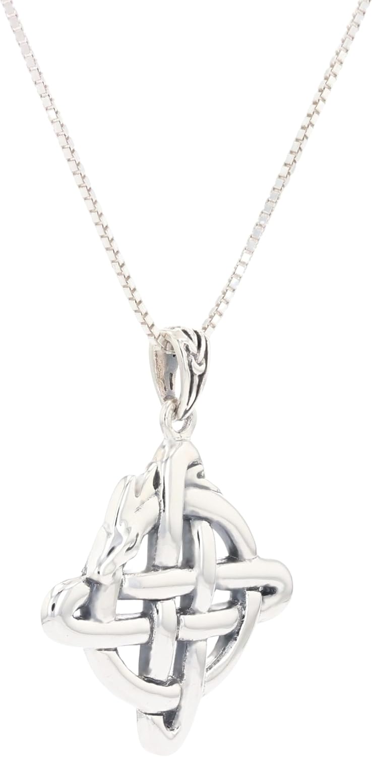 Jewelry Trends Celtic Dragon Knot Sterling Silver Pendant Necklace 18" - Image 3