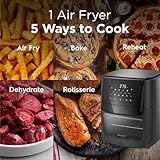 Frigidaire 5-in-1 Air Fryer Combo Oven with Viewing Window, Large 12.6 QT Capacity, Digital Display, 5 Cooking Modes, 7 Recipe Presets, Automatic Shake Reminder, PFAS-Free Cooking Surfaces, Black