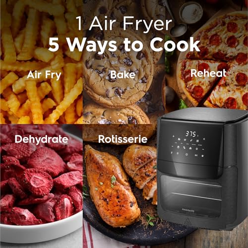 Image of Frigidaire 5-in-1 Air Fryer Combo Oven with Viewing Window, Large 12.6 QT Capacity, Digital Display, 5 Cooking Modes, 7 Recipe Presets, Automatic Shake Reminder, PFAS-Free Cooking Surfaces, Black