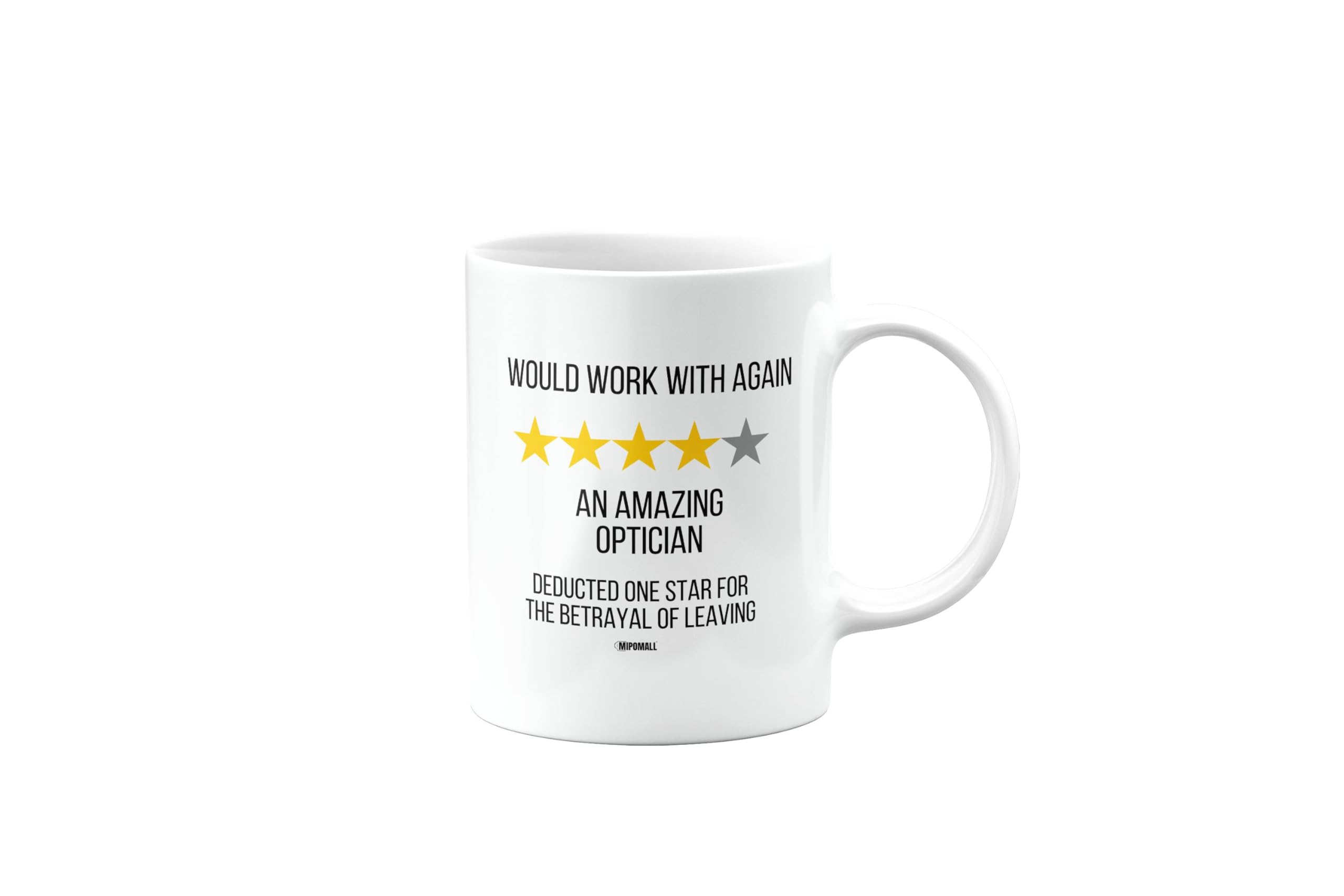MIPOMALL Would Work with Again, Funny Leaving Mug for Optician, Farewell, Great Gift for Colleague, Boss, Manager, Goodbye, Christmas, Joke, Silly, Gag, mm-CA-329a_223