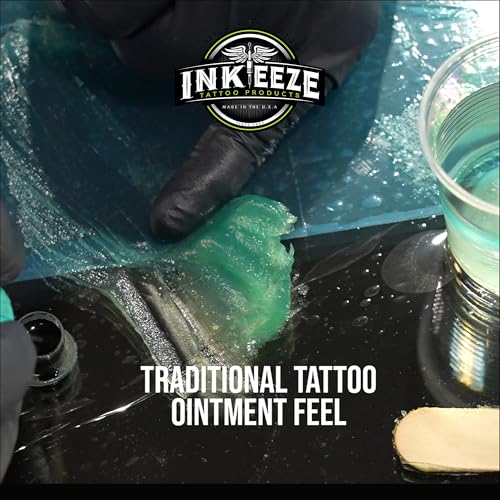 INK-EEZE Green Tattoo Ointment Artists and Aftercare, Essential Oils, Vegan, Cruelty Free, Made in USA, Professional Tattoo Aftercare, Lavender, 3.3oz tube