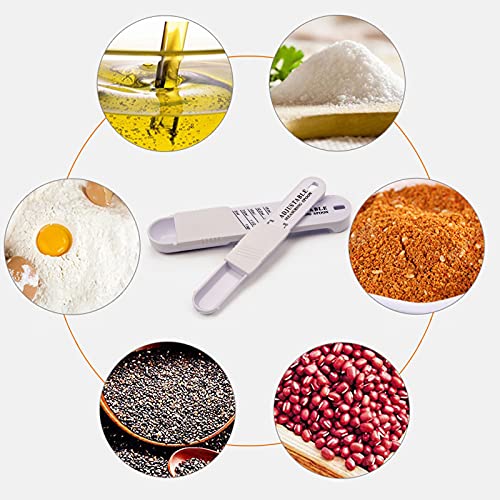 Indkopva Adjustable Measuring Spoon, Double End All In One Adjustable Scale Metering Spoon For Baking, Cooking, Powder, Oil, Sugar, Salt (Set Of 2) #TOP1