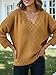Flamingals V Neck Sweaters Dressy Casual Long Sleeve Loose Ribbed Knitted Mustard Yellow Sweater Tops Fall Winter Clothes Yellow 2XL