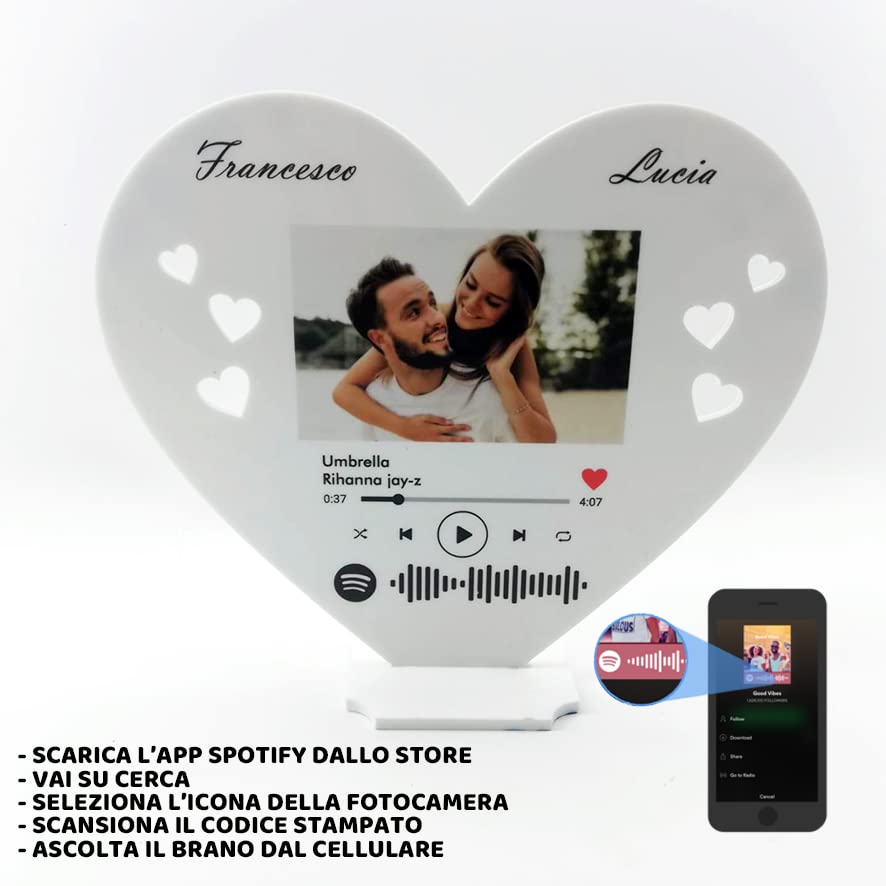 Targa Spotify Personalizzata In Plexiglass - Regalo Originale Con Foto E Codice - Foto 5