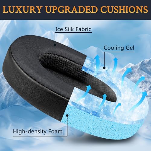 SOULWIT Cooling Gel Earpads Cushions Replacement para Auriculares Audio Technica ATH M70X, Almohadillas para Oído con Espuma de Alta Densidad, Grosor Añadido - Negro miniatura 4