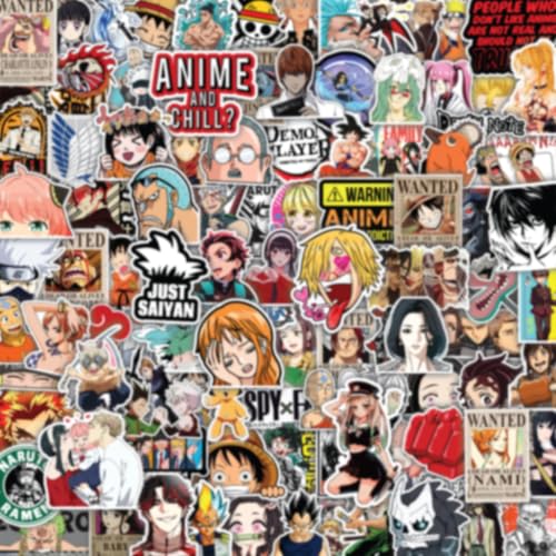 Image of 100+Pcs Random Anime Aesthetic Vinyl Self-Adhesive Stickers for Laptop, Journal, Bike Helmet, Diary, Guitar, Mobile Case - Waterproof Residue (Random Anime 100+)