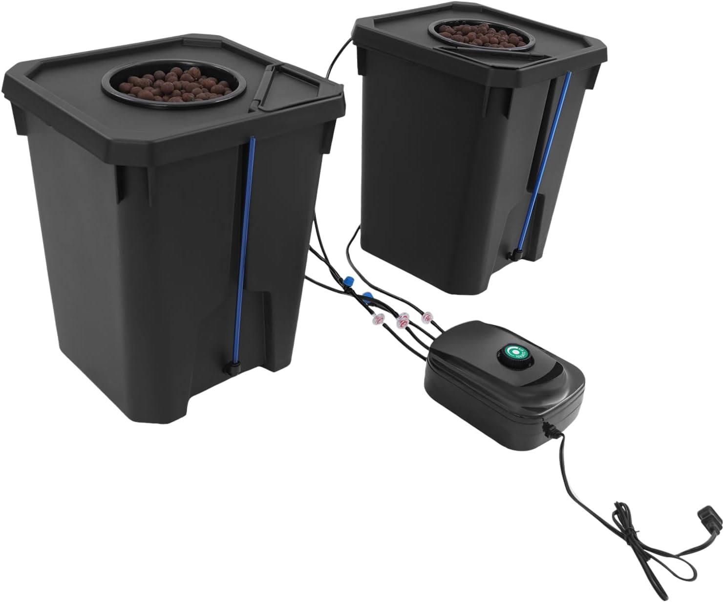 Hydroponic Growing Bucket Kit, Recirculating Hydroponics Growing System Drip Garden System with 2 Hydroponics Growing Buckets & Air Pump, Deep Water Culture Drip Irrigation Garden System
