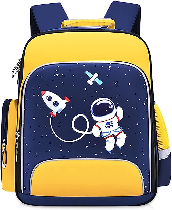 Sac à dos astronaute pour enfants : cartable scolaire jaune en nylon de qualité supérieure