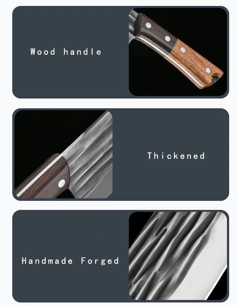 Meat Cleaver,Cleaver Knife 7.5 Inch Handmade Forged Kitchen Chef Knife For Household Meat Slicing Vegetables Cutter High Hardness Stainless Steel Butcher Cleaver, LAMAJIGA5844