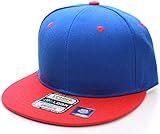 L.O.G.A. Plain Adjustable Snapback Hats Caps Flat Bill Visor - Blue Red
