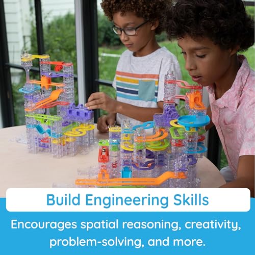Image of Fat Brain Toys Trestle Tracks Pro Marble Run Set, 274-Piece Modular Marble Track, STEM Toys for Kids, Fun Science Kits for Girl and Boy Ages 8-13+ | Modular, slow-motion marble run building set. Open-ended creative construction. STEAM learning. Kids, tweens, ages 8 and up.
