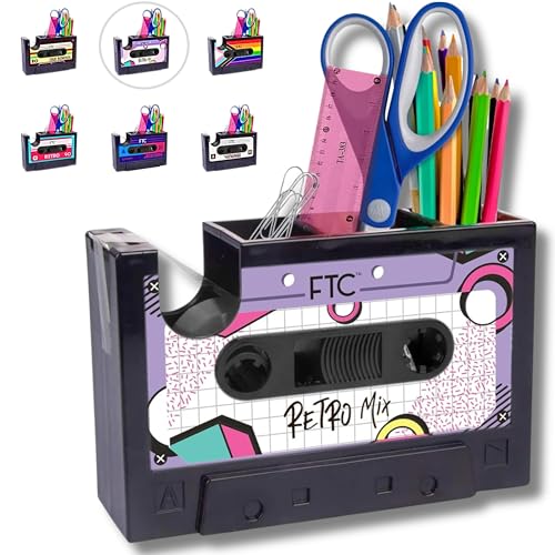 FTC Cassette Tape Dispenser, Retro Desk Organizer & Pen Holder