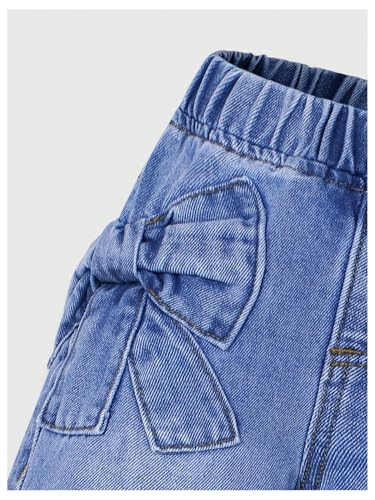 GORGLITTER Girl's Bow Denim Jeans Baggy Elastic Waist Straight Leg Pants Butterfly Ripped Wide Leg Joggers4