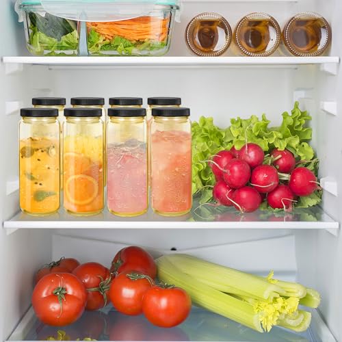 Image of Ruckae Gold 16oz 10 Pack Juice Bottles, Glass Bottles Juicing with Lids, Smoothie Cup Lids and Straws, Water Bottle Mason Jar Drinking Glasses for Juicing, Smoothies, Kombucha