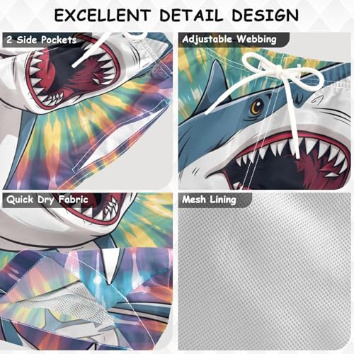 Boys Swim Trunks Funny Tie Dye Shark Toddler Swim Shorts Beach Board Shorts Swimsuit3