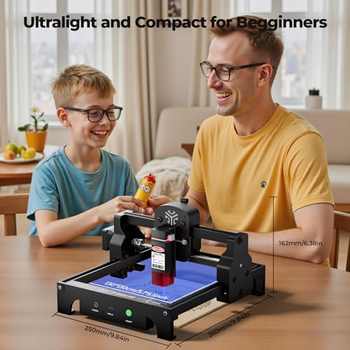 S1 Laser Engraver and Cutter Machine, 6W (6000mW) for Wood, Acrylic, Leather, Plastic - 130x130mm Compact Engraving Area, DIY Crafts & Art Projects, Precision Mini Engraving Framework Design