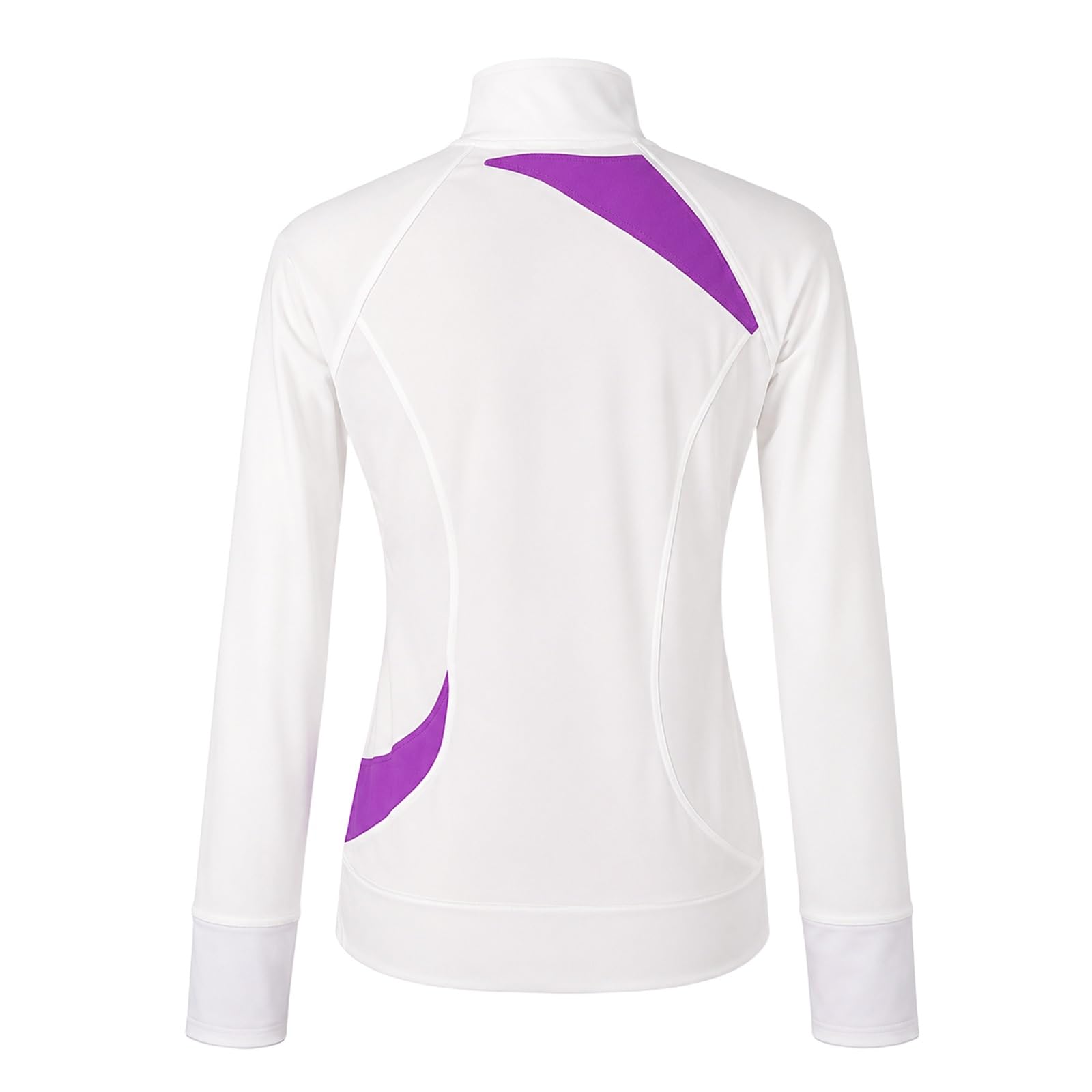 Damen Teen Eiskunstlauf Jacke Zip Warmup Training Eisbahn | Taillierte Jacke mit Stehkragen, Daumenlöchern und geschwungenen Einsätzen fürs Training