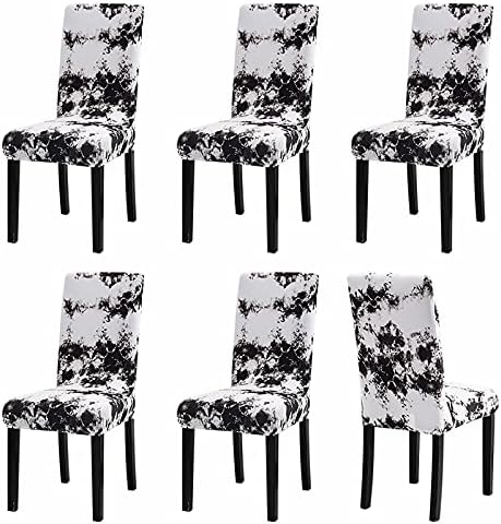 Sufdari Chair Covers 6 Grey ,Stretch Dining Chair Covers, Spandex seat Covers for Dining Chairs ,Elastic Washable Chair Protectors for Dining Room,Hotel,Restaurant,Banquet (6, Grey)