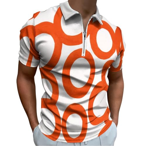 Polo homme manches courtes au design géométrique minimaliste et col zippé moderne