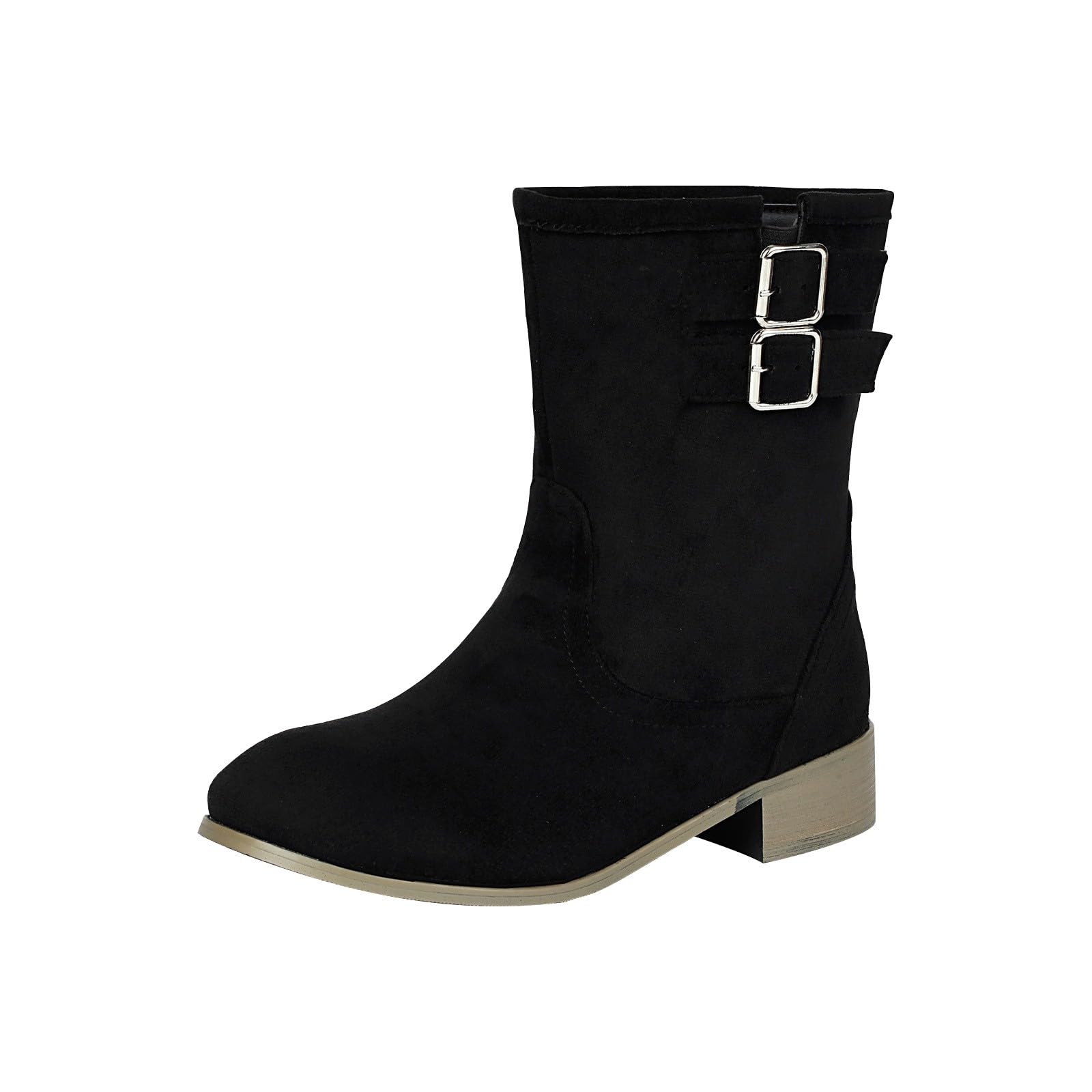 Cocila Botas hasta El Tobillo Anchas para Mujer De Luoika, Botines Holgados Media con Cremallera Lateral Y Tacón. Militares Agua Cortas Cowboy Marron Pitillos Tacon Invierno Piel Cuña Montaña