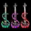 Electric Violin 4/4 Full Size, Acrylic Body with 3 Color LED Lights, Silent Practice Violin with Hard Case, Shoulder Rest, Bow for Beginners