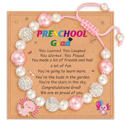 P. BLAKE Kindergarten Preschool Graduation Gifts for Girls Kids, Adjustable Axolotl Charm Bracelet 2025 Grade Grad Jewelry Gifts