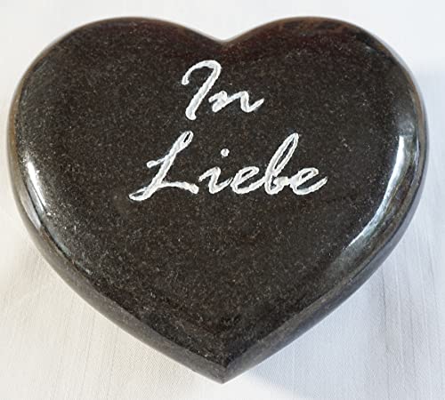 Edles Herz aus Granit Nr. 58 | Allseitig poliert mit Inschrift in Liebe | Grabbeigabe | Grabschmuck | ca. 18 x 17 x 5cm Cover
