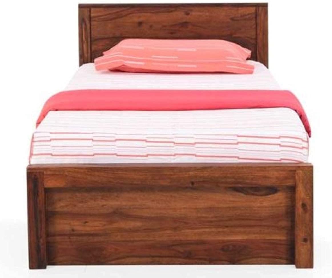 Kamal Brothers Solid Sheesham Wood Single Beds Without Storage Bedroom Furniture for Hotel (Brown Finish)