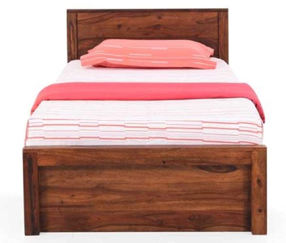 Kamal Brothers Solid Sheesham Wood Single Beds Without Storage Bedroom Furniture for Hotel (Brown Finish)