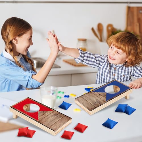 NZQXJXZ Mini Desktop Cornhole Set Outdoor Portable Cornhole gra z workami fasolowymi dla dzieci, rodziny