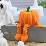 Fogsea Halloween Pumpkin Desk Figurine, Articulated 3D Printed, 2.6 x 1 x 1.6 inches, Orange