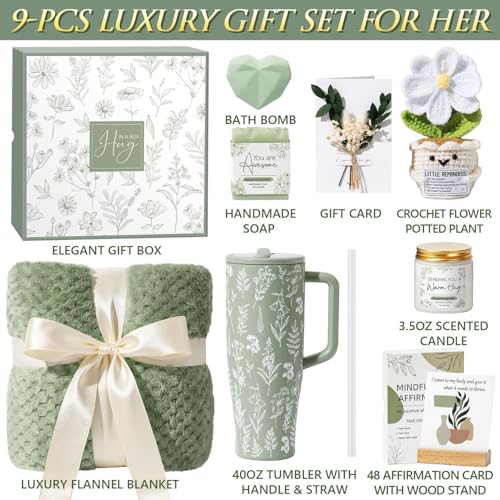 Qinline Mothers Day & Birthday - Get Well Soon Spa Care Package, Luxury Self Care Gift Basket for After Surgery & Cancer Care Inspirational Thinking of You Sympathy Gift Set for Mom Her Friend