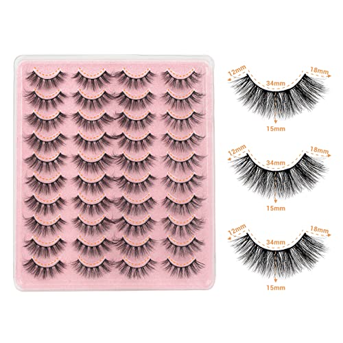 20 Pairs False Eyelashes Pack 3D Faux Mink Eyelashes Eyenjoy Cat Eye Lashes Wispy Fluffy Soft Natural Look Reusable Fake Eyelashes No Glue（A19） #TOP1