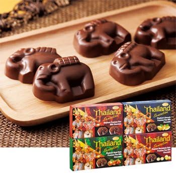 Amazon タイお土産 エレファントチョコレート 4種セット 株式会社三洋堂 ナッツチョコレート 通販
