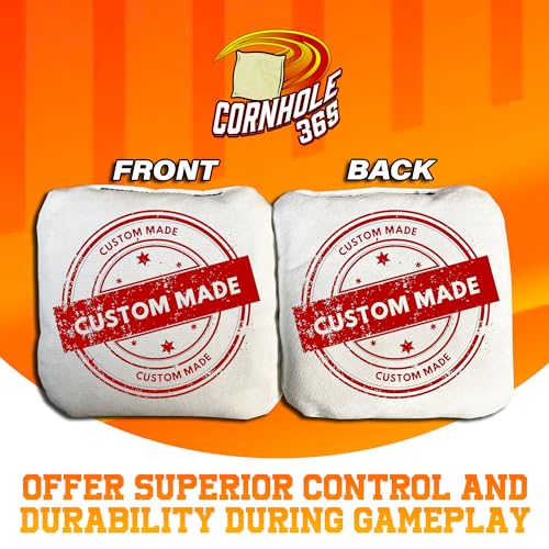Cornhole365 Stick & Slide Custom Cornhole Bags - Personalized Duck Canvas, Pellets Resin Filling, Double-Stitched, Durable & Weather-Resistant - Ideal for Beginner to Pro Cornhole Players - Set of 8