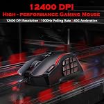 Redragon M901K RGB Fils MMO Jeu Mouse-12,400 DPI, 19 Boutons programmables, 8 * 2.4g Tuning de poids pour PC portable MOBA FPS - noir