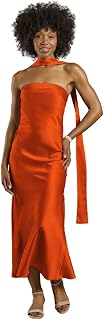 Strapless Charmeuse Sheath Dress with Scarf