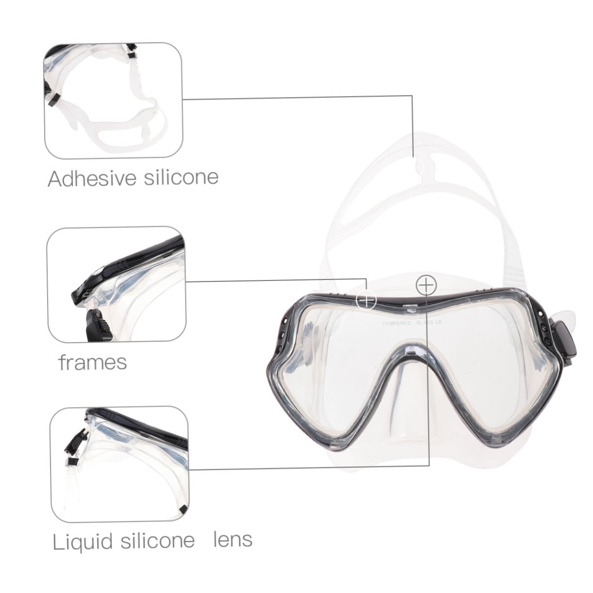 Set Maschera Snorkeling in Silicone Nero per Uomini e Donne | Valvola di Drenaggio Unidirezionale, Sgancio Rapido, Adatto anche Nuoto
