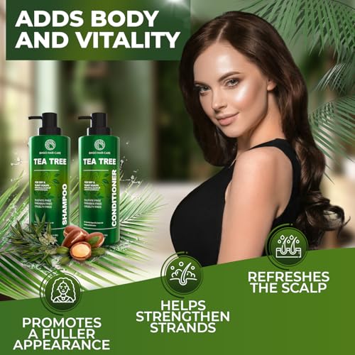 Image of Tea Tree Shampoo and Conditioner Set - Sulfate Free, Anti Dandruff Hair Care for Men and Women - Cleansing Formula for Itchy Scalp and Oil Control - 14 Fl Oz (Set of 2)