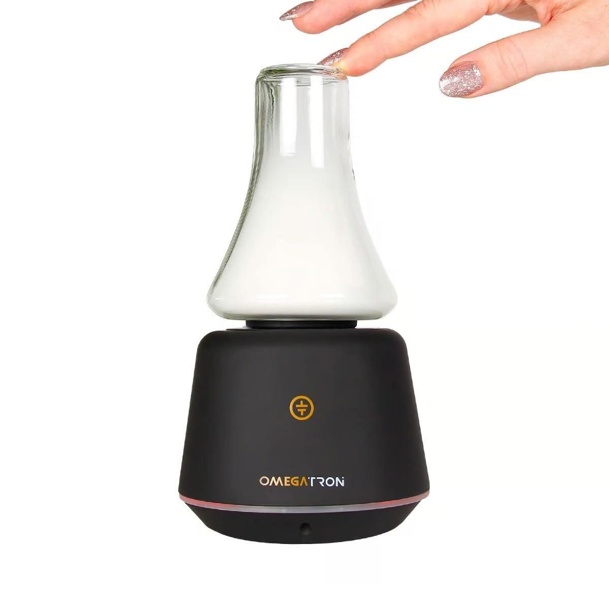 Omegatron Vapor Cup – Push-aktivierter Vaporizer mit Glaskern-Heizelement – 4 Spannungseinstellungen – Kompatibel mit 510er-Gewinde – 3150-mAh-Akku – Nicht für Nikotin