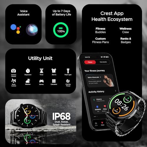 boAt Lunar Embrace w/Vibrant 1.51" (3.8 cm) AMOLED Display,Premium Metal Design, Functional Crown, 100+ Sports Mode, Animated Watch Faces, Built-in Games, Smart Watch for Men & Women(Steel Black) boAt Lunar Embrace w/Vibrant 1.51" (3.8 cm) AMOLED Display,Premium Metal Design, Functional Crown, 100+ Sports Mode, Animated Watch Faces, Built-in Games, Smart Watch for Men & Women(Steel Black)