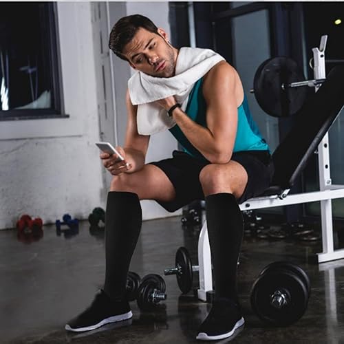 Miniatura 4 de HYCOPROT Calcetines de compresión para mujeres y hombres (3 pares) de 15-20 mmHg para atletismo, correr, enfermeras, embarazo, viajes