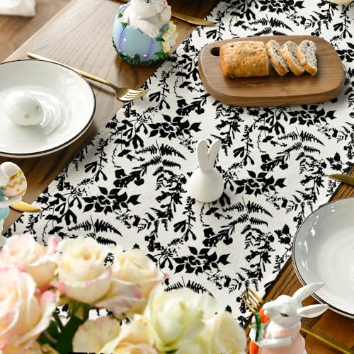 Artoid Mode Black Rabbit Bunny Bow Wild Weeds 210 GSM Easter Table Runner, Seasonal Kitchen Dining Table Decoration for Home Party Decor 13x72 Inch by Artoid Mode - Used condition - Image 4