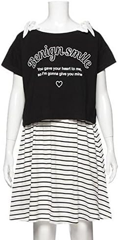 Amazon ラブトキシック Lovetoxic ロゴtシャツ ボーダーワンピースセット クロ 160 ガールズ 通販