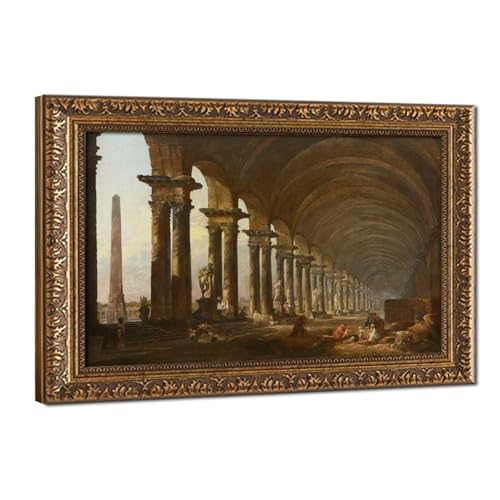 Impression sur toile de qualité musée La Colonnade Hubert Robert avec cadre
