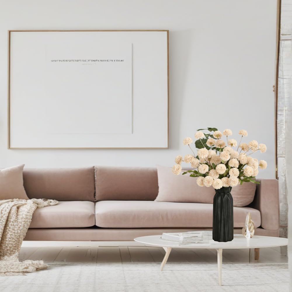 Artificial Mini Chrysanthemum Flowers 10pcs Faux Pompon Mum Stems for Vase Arrangements Home Decor Centerpiece (Beige) - Image 6