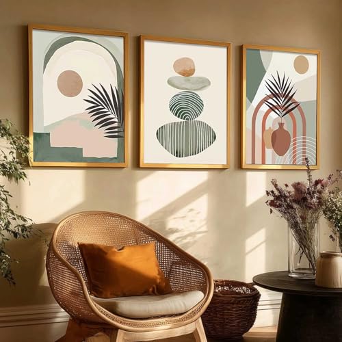 Image of Kalit Kala Decor Home Decor Boho Painting Decorative Wall Art poster With Frame For Living Room Bed Room Hotel Wall Decor Digital Reprint Set of 3 (10X13 inch)