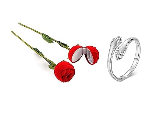 6Pillars Combo Crystal Hug Ring for Girls (Silver) With Rose Ring Box